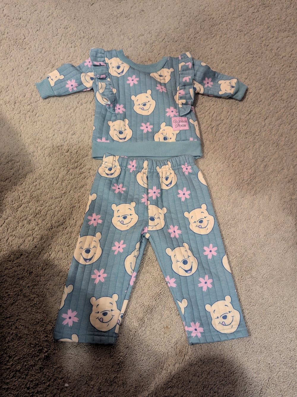 Disney Green Winnie the Pooh Floral Set Size 12M
